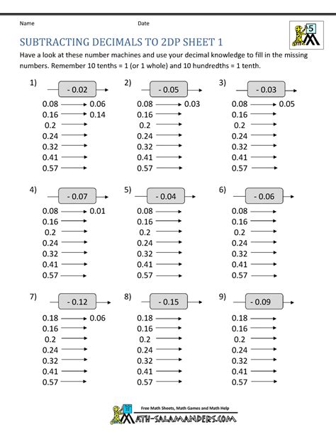 Addition And Subtraction Of Decimals Free Printable Worksheets
