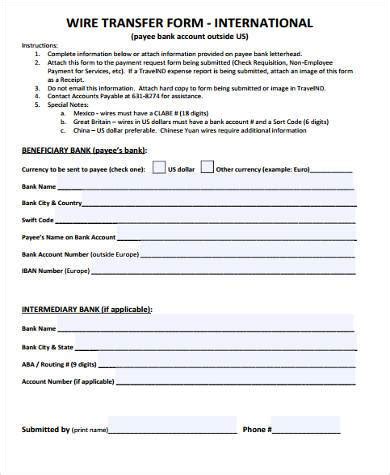 Sample of our wire transfer instructions form template: FREE 8+ Sample Wire Transfer Forms in PDF | MS Word | Excel