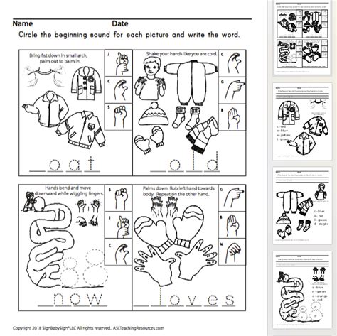Phonics And Writing Winter Asl Teaching Resources
