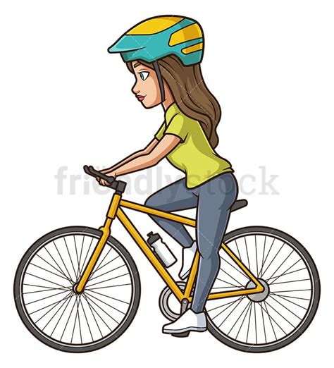 side view woman riding bike cartoon clipart vector friendlystock