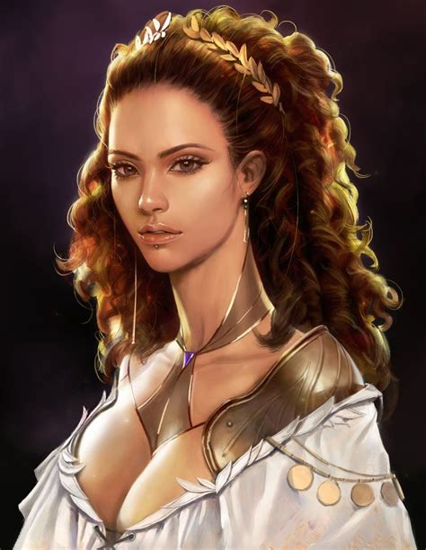 A Painting Of A Woman With Long Hair Wearing A White Dress And Gold Hoop Earrings