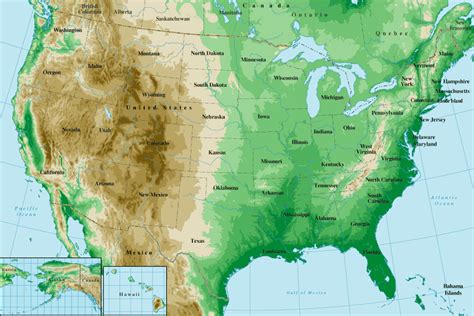 Altitude Map Of North America Map Of World