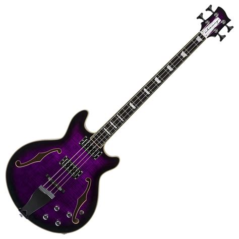 Chowny Chb 2 Semi Hollow Bass Purple Burst Gear4music