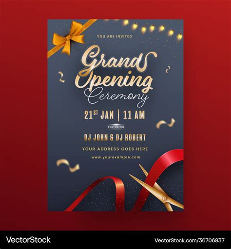 Grand Opening Ceremony Invitation Template Layout Vector Image
