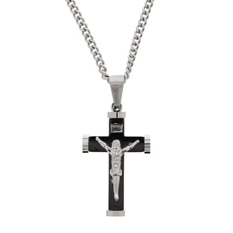 Stainless Steel Black Crucifix Necklace The Catholic Company