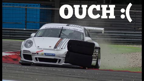 Porsche Gt3 Crashes Into Tires On Track Youtube