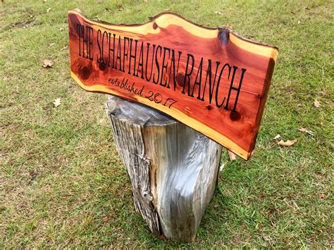Hand Crafted Carved Live Edge Cedar Signs By Montgomery Woodwrights