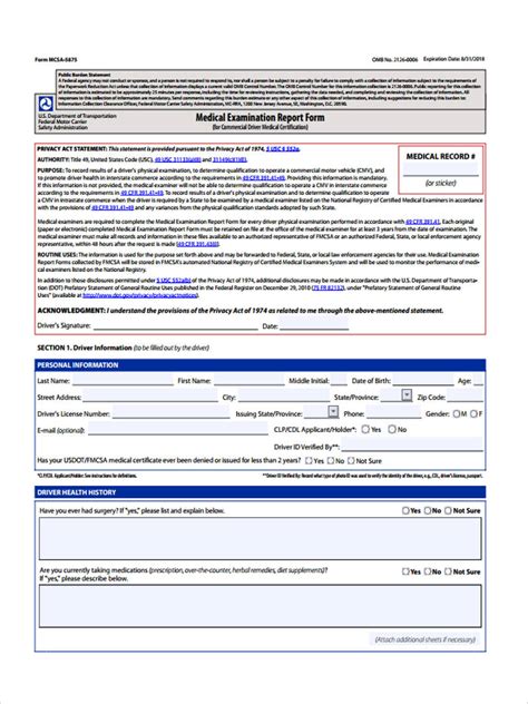 Printable Dot Medical Card Form Printable Forms Free Online