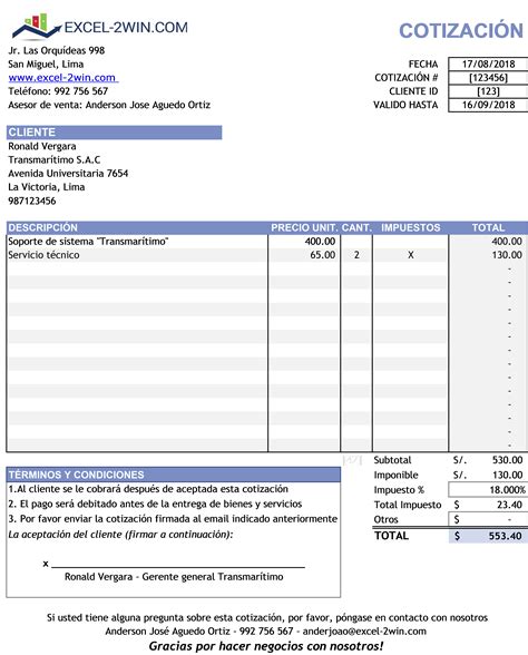 Formato De Cotizacion En Excel Gratis Mide