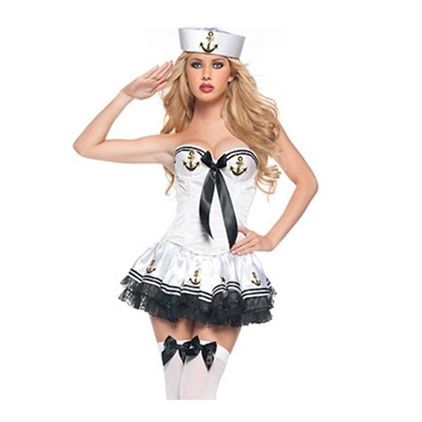 New Listing Blue White Women Sailor Costume Adult Sexy Navy Costumes Carnival Costume Fancy