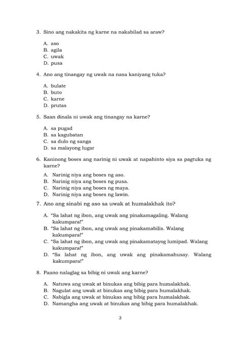 Filipino 6 Modyul 1 Pagsagot Sa Mga Tanong Tungkol Sa Napakinggan