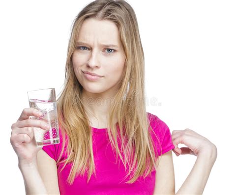 Young Beautiful Woman Holding Glass Of Water Stock Photo Image Of
