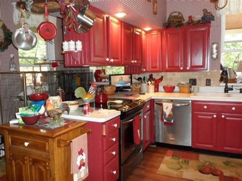 My Country Kitchen I Painted My Oak Cabinets Red A Whole New And