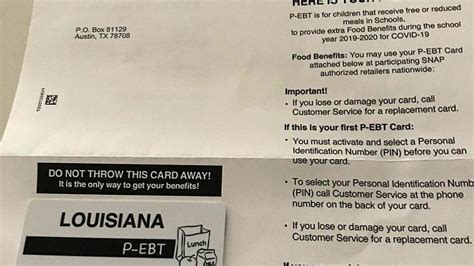 Check spelling or type a new query. 'Don't toss' Louisiana student meal P-EBT cards by mistake, state warns; here's why | News Break