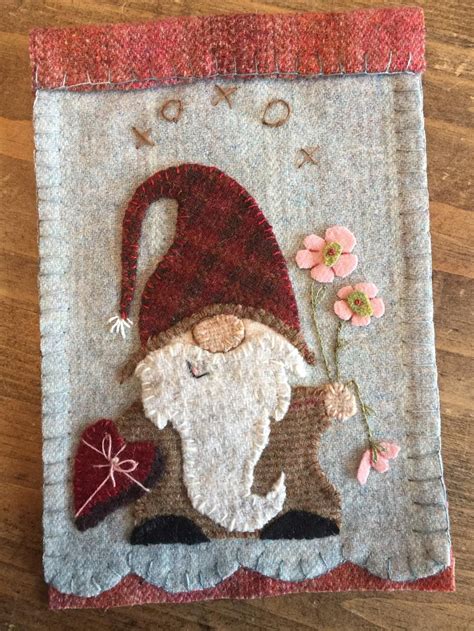 Hartly Gnome Pattern For Wool Appliqué Etsy Wool Felt Projects