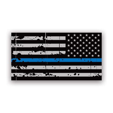 Reverse Distressed Thin Blue Line Subdued American Flag Sticker Decal