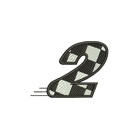 Checkered Flag Numbers 2 Number Digitized Embroidery Design