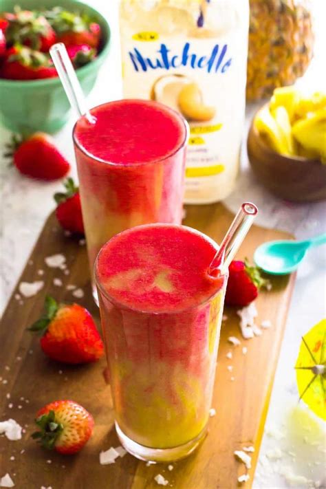 Strawberry Pineapple Lava Flow Smoothie Jessica In The Kitchen