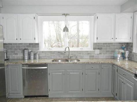 Interesting White Upper Cabinets Gray Lower Cabinets With Kitchen White