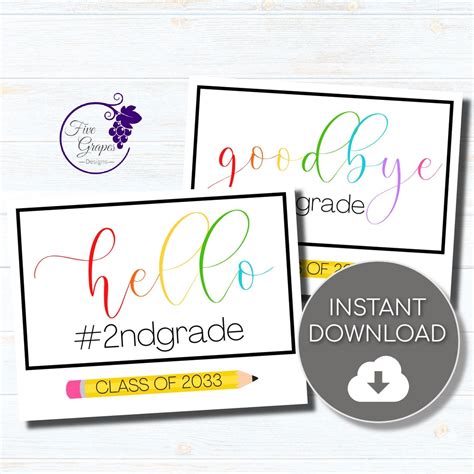 First Day 2nd Grade Sign First Day Second Grade Printable Etsy