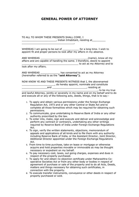 General Power Of Attorney Form Download Free Documents For Pdf Word