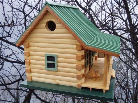 It can also be mounted on a post (fasteners not included). Log Cabin Birdhouse. $185.00, via Etsy. | Bird house plans ...