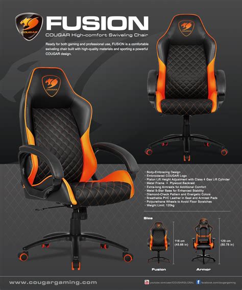 Cougar Fusion Gaming Chair Black Orange