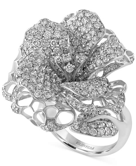 Lyst Effy Collection Pave Classica By Effy Diamond Flower Ring 3 12