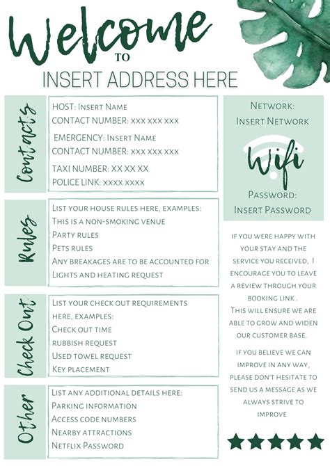 Airbnb Welcome Letter Template Free