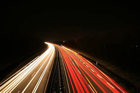 Free Photo Road Traffic Night Lights Spotlight Tracer Auto Hippopx