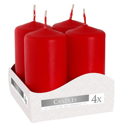 Set Of 4 Pillar Candles 40x80mm Red Aw Dropship Your Tware And