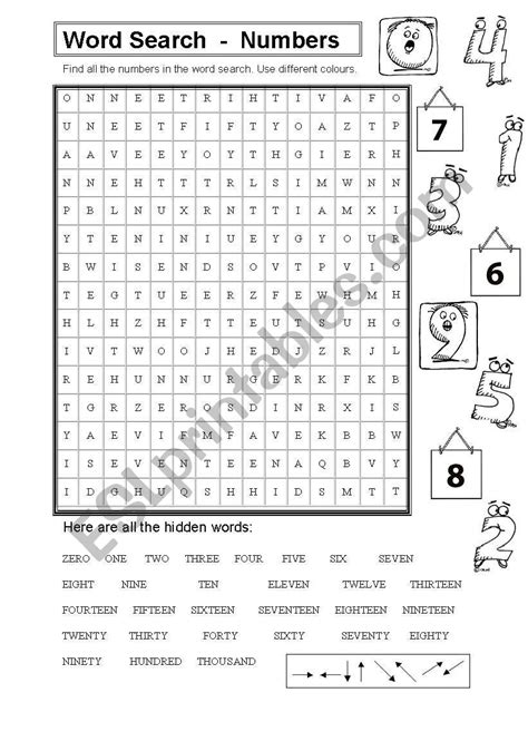 Printable Number Word Searches