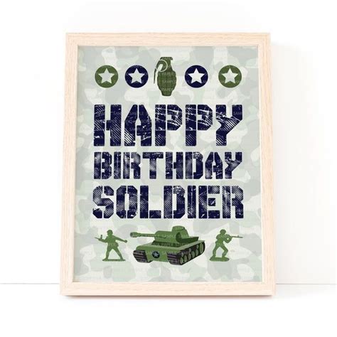 Happy Birthday Soldier Party Sign Army Military Birthday Etsy In 2021