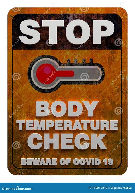 Body Check Temperature Vintage Stop Metal Sign Stock Illustration