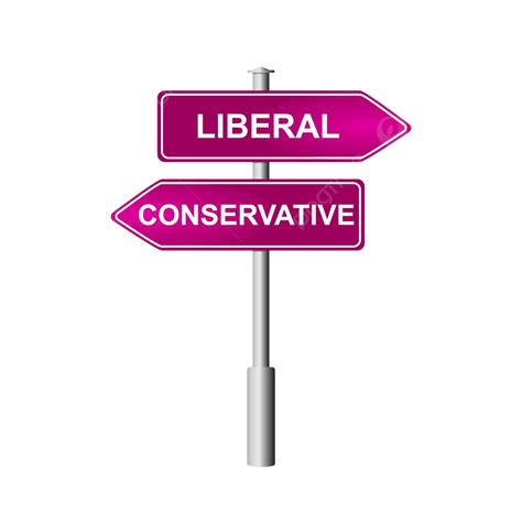 Pole With Signage A Liberal And Conservative Road Sign Vector Vote