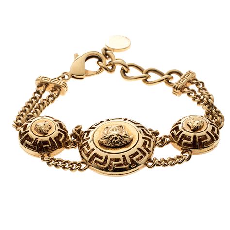 Versace Medusa Gold Tone Chain Link Bracelet Versace Tlc