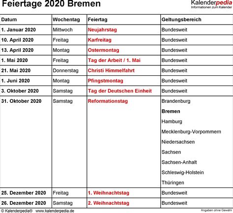 Feiertage Bremen 2021 2022 And 2023 Mit Druckvorlagen
