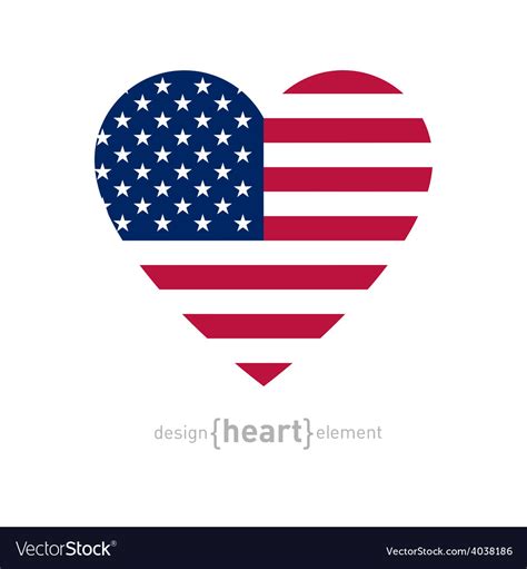 Heart With American Flag Colors And Symbol Vector Image