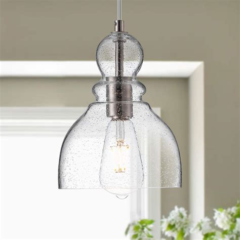 Buy Lanros Farmhouse Kitchen Pendant Lighting With Handblown Clear Seeded Glass Shade