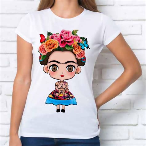 Camiseta Con Caricatura Infantil De Frida Kahlo