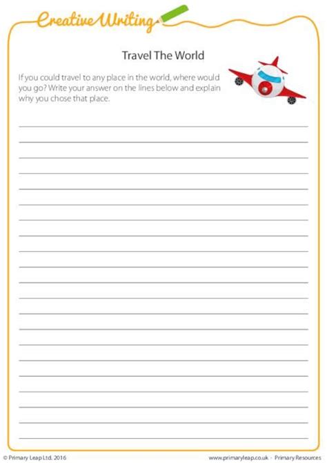 Creative Writing Travel The World Worksheet Writing Prompts For
