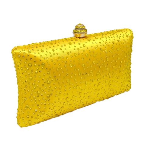 London Designed Sparkling Yellow Crystal Evening Clutch Women With