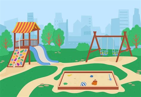 Premium Vector Kids Playground Without Kids In Park School Area