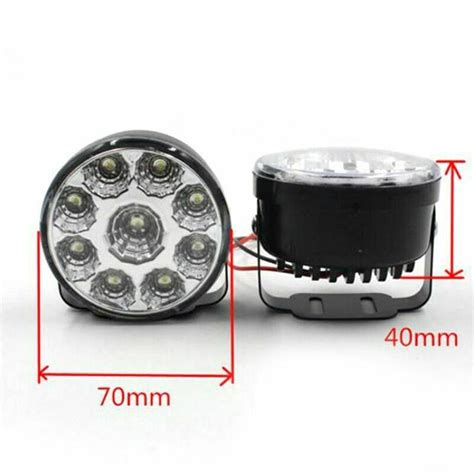 White V Led Round Daytime Running Light Drl Car Fog Day Driving