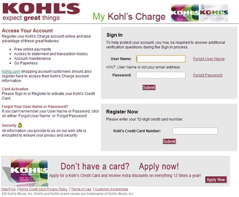 › kohls log in to credit card. Kohls Online Payment Log In