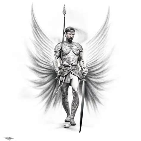 Realism A Tattoo Of A Male Warrior Angel Tattoo Idea Blackink Ai