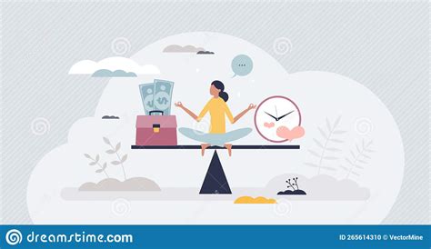 Work and Life Balance with Career and Relationship Scale Tiny Person