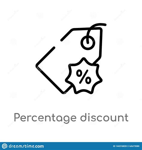 Outline Percentage Discount Vector Icon Isolated Black Simple Line