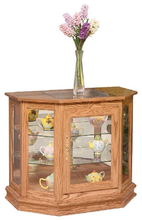 Small curio cabinet painted with a diy chalk paint. Amish Angled Small Curio Cabinet