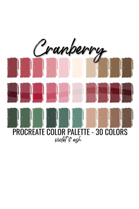 Cranberry Procreate Palette Color Chart Holiday Procreate Etsy